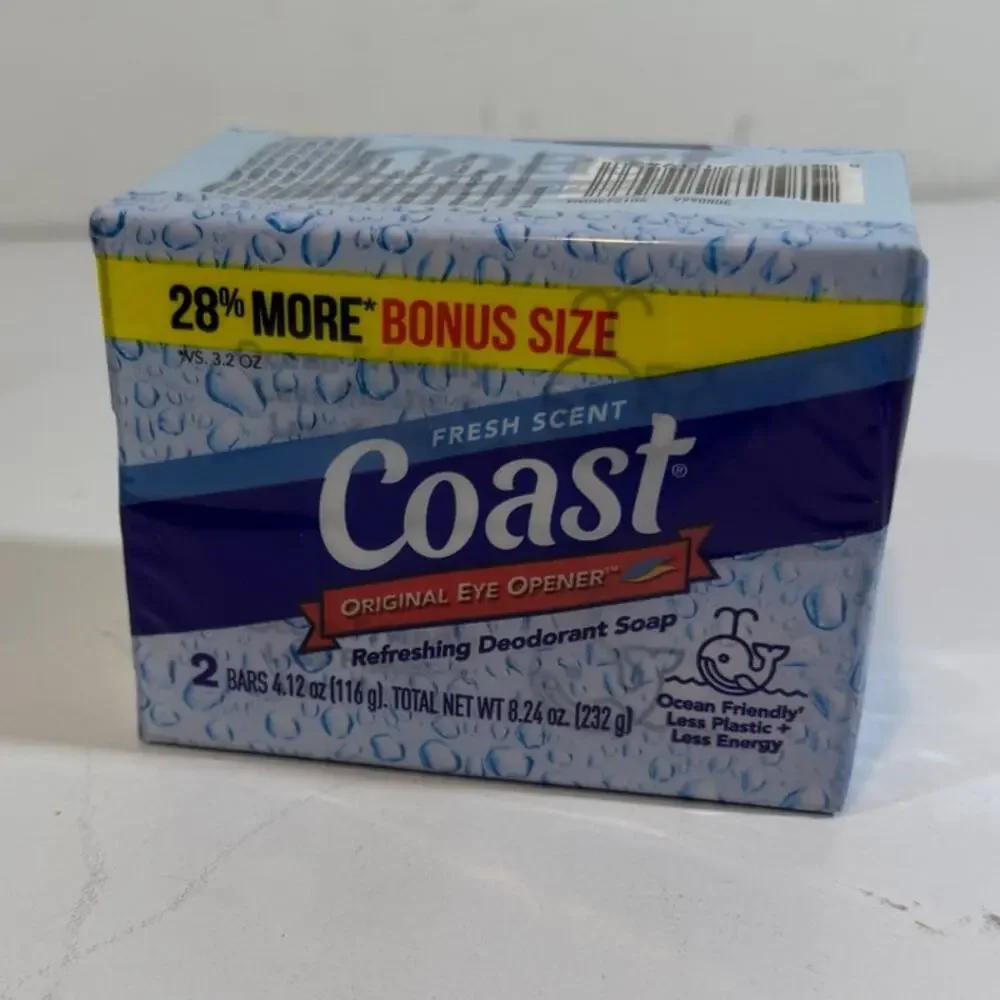 Coast The Eye Opener Fresh Scent Deodorant Soap 2 Bars 4.12oz Odor Protection